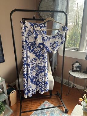 White and Blue Floral two piece set